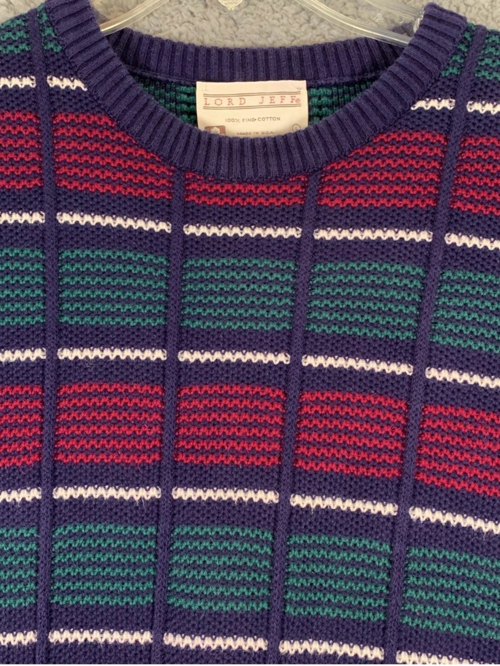 Vintage Lord Jeff Sweater Mens Medium Maroon and Green Squares Geometric - Picture 4 of 6